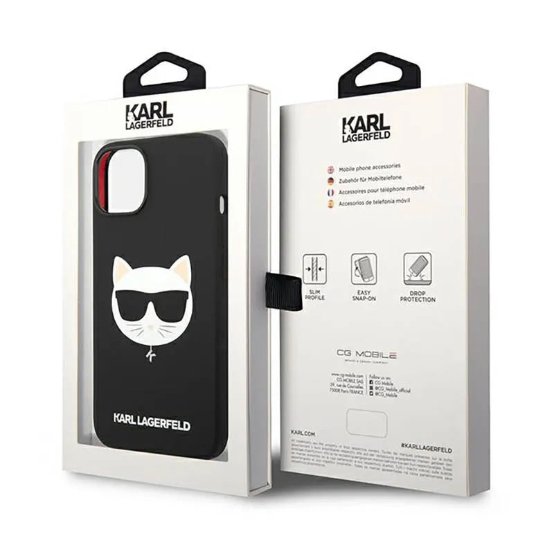 Karl Lagerfeld Choupette Head MagSafe Silicone – dėklas iPhone 14 Plus (juodas)