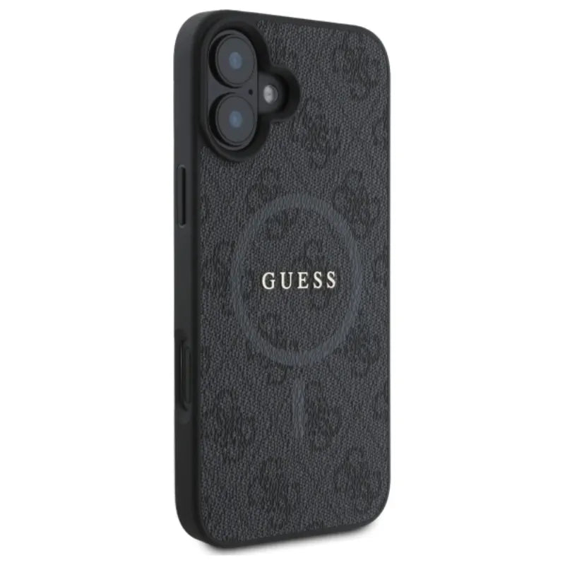 Guess 4G Ring Classic Logo MagSafe – dėklas iPhone 16 (juodas)