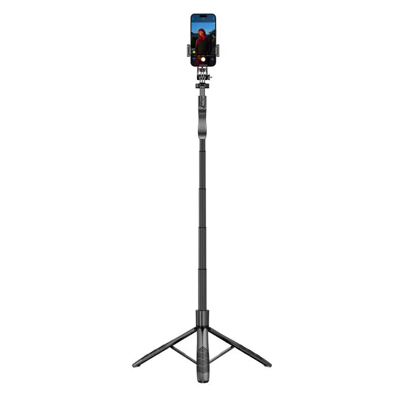 Crong SelfieGo Ultra – aliumininis Bluetooth asmenukių lazdos trikojis (juodas)