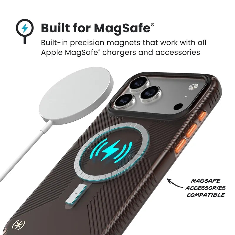 Speck Presidio Lux Grip MagSafe – Dėklas skirtas iPhone 17 Pro Max (Luxury Shade Matte / Oranžinė)