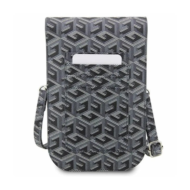 Telefono krepšys Guess GCube Stripe – krepšys su išmaniojo telefono skyriumi (juodas)