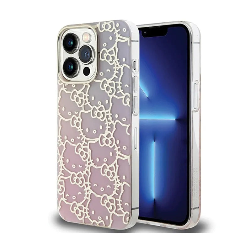 Hello Kitty IML Gradient Electrop Crowded Kitty Head – dėklas iPhone 15 Pro Max (rožinis)