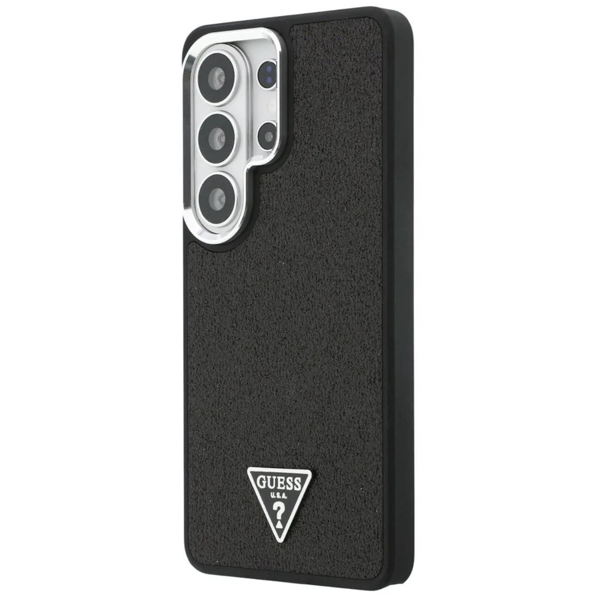 Guess Fixed Glitter Triangle MagSafe – Samsung Galaxy S26 Ultra dėklas (juodas)