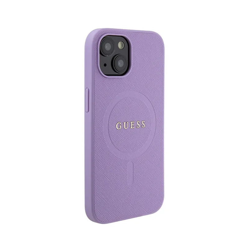 Guess Saffiano MagSafe - Dėklas iPhone 15 telefonui (violetinis)