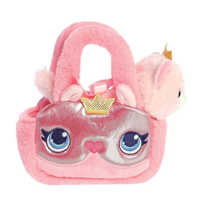 Fancy Pals – Pliušinė princesė katytė su auksine karūna rožiniame krepšyje 20 cm, ekologiška