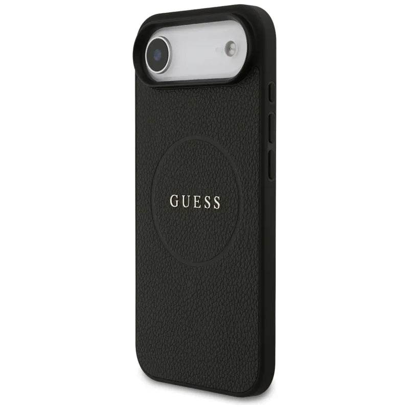 Guess Grained Ring MagSafe – dėklas iPhone Air (juodas)