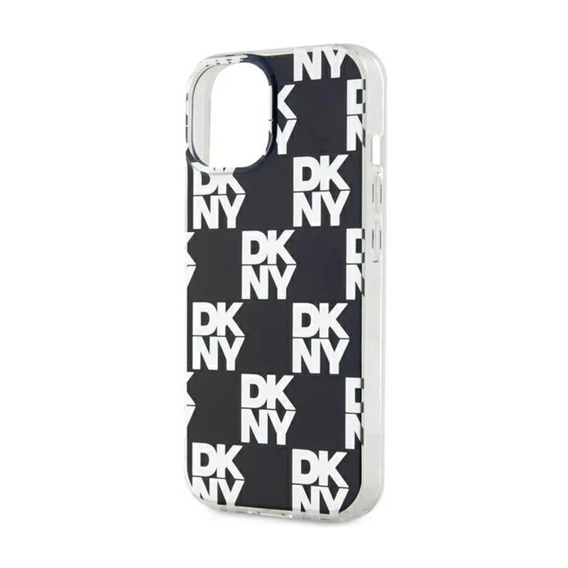 DKNY IML Checkered Mono Pattern – dėklas iPhone 15 Plus / 14 Plus (juodas)