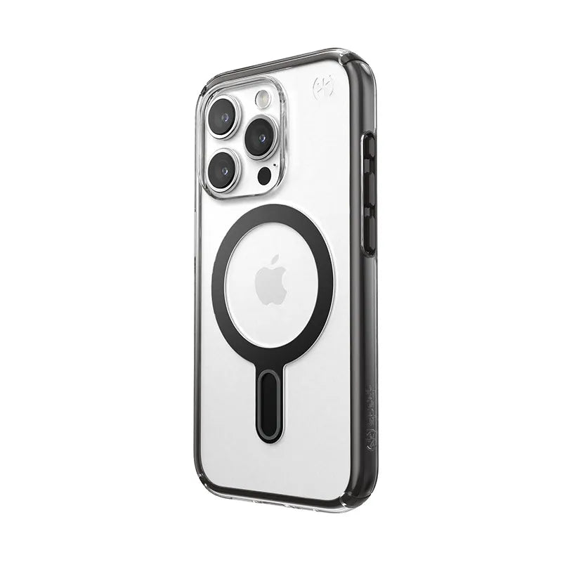 Speck Presidio Perfect-Clear ClickLock & MagSafe – iPhone 15 Pro dėklas (skaidrus / matinis juodas / pilkas)