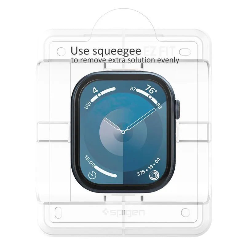 Spigen Elite Shield EZ Fit 2-Pack – hibridinė stiklo apsauga skirta Apple Watch 10 46 mm (skaidri)