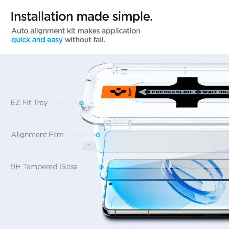 Spigen Glas.TR EZ Fit 2-Pack - Grūdintas stiklas Samsung Galaxy S23, 2 vnt. (skaidrus)