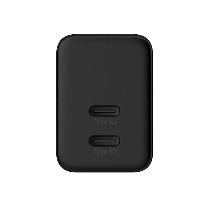 Crong Ultra Compact GaN – 2x USB-C 35W PD 3.0 sieninis įkroviklis su PPS (juodas)