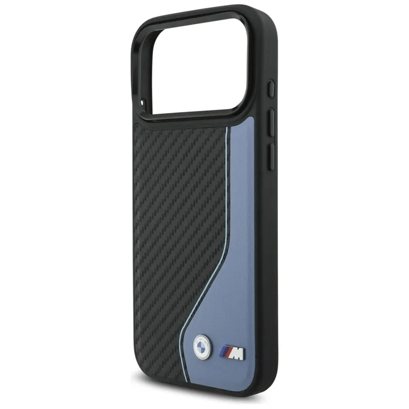 BMW M Carbon Logo MagSafe – dėklas iPhone 17 Pro Max (mėlynas)