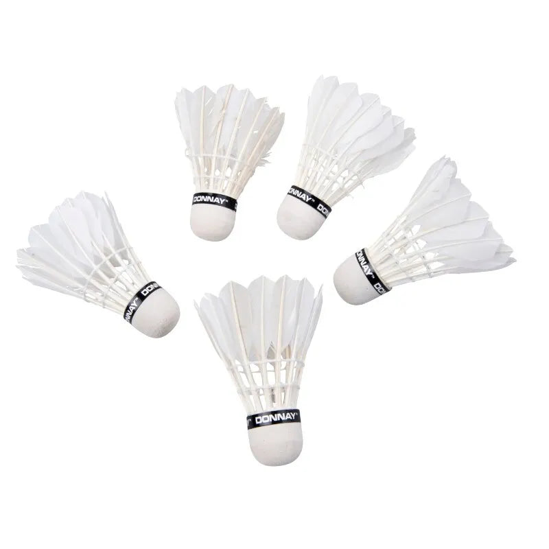 Donnay – plunksniniai badmintono skraidukai, 5 vnt. (balti)