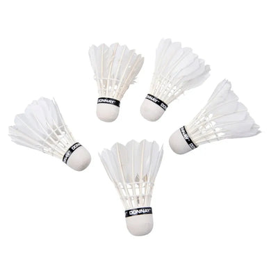 Donnay – plunksniniai badmintono skraidukai, 5 vnt. (balti)