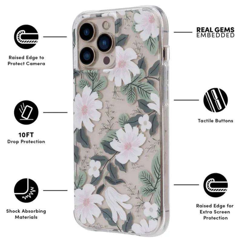 Rifle Paper Clear – dėklas, skirtas iPhone 13 Pro (Willow)