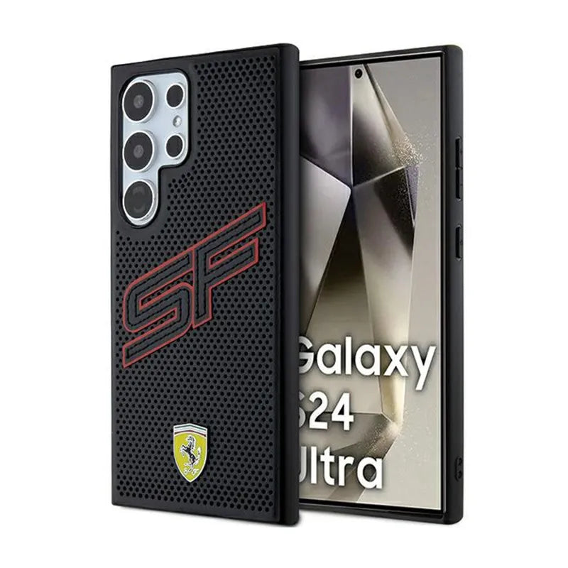 Ferrari Big SF Perforated - dėklas Samsung Galaxy S24 Ultra (juodas)