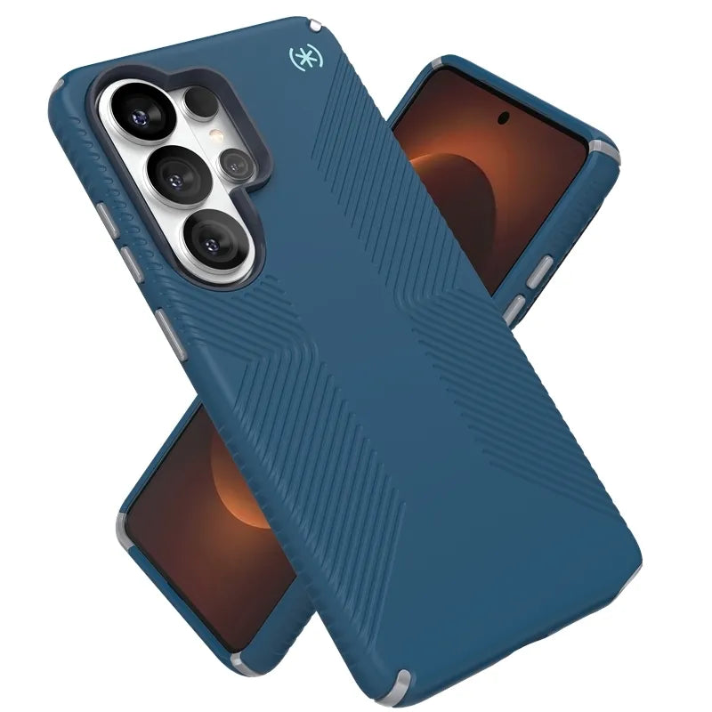 Speck Presidio2 Grip Magnet – MagSafe dėklas Samsung Galaxy S26 Ultra (tamsiai mėlynas / sidabrinis metalikas / mėlynas)