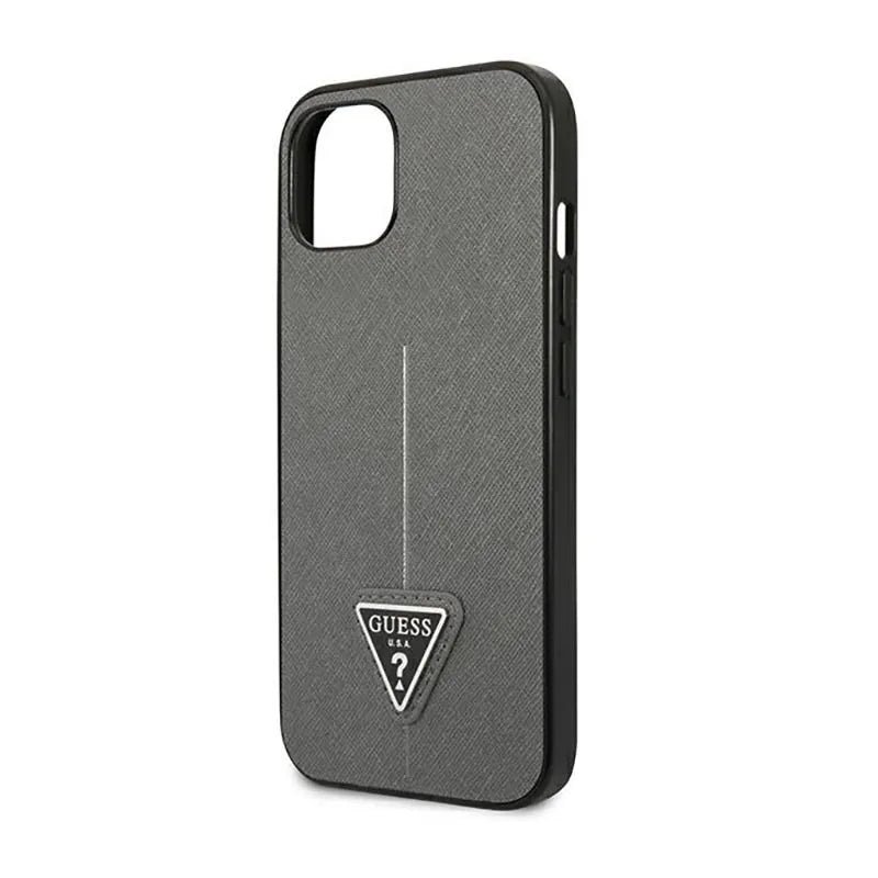 Dėklas Guess Saffiano Triangle Logo - Dėklas, skirtas iPhone 14 Plus (sidabrinis)