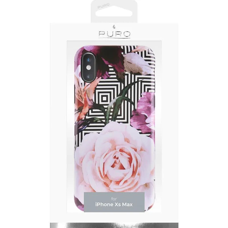 PURO Glam Geo Flowers – dėklas iPhone Xs Max telefonui (Pink Peonies)