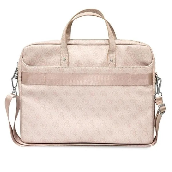 Guess Saffiano 4G Triangle Logo kompiuterio krepšys – 15”/ 16” nešiojamojo kompiuterio krepšys (rožinis)