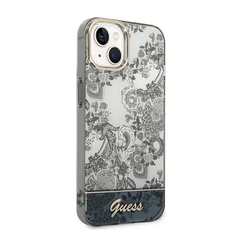 „Guess Porcelain Collection“ – dėklas „iPhone 14 Plus“ telefonui (pilkas)