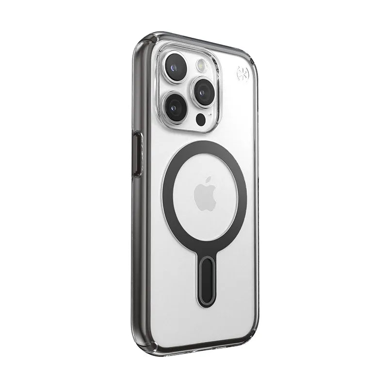 Speck Presidio Perfect-Clear ClickLock & MagSafe – iPhone 15 Pro dėklas (skaidrus / matinis juodas / pilkas)