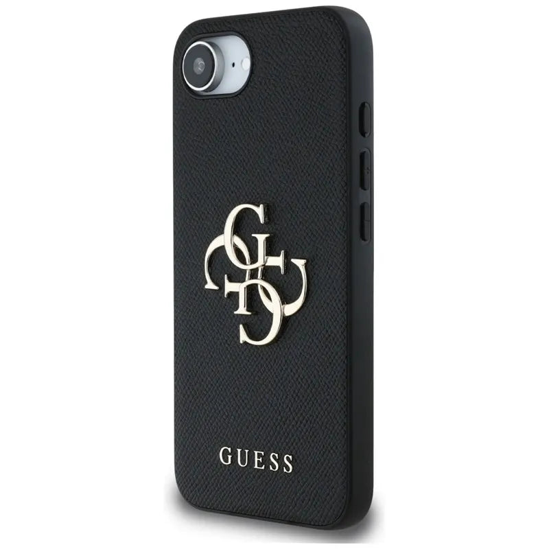 Guess Grained Big 4G Logo Small Classic Logo – dėklas iPhone 16e (juodas)