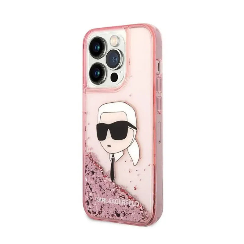 Karl Lagerfeld Liquid Glitter NFT Karl's Head dėklas skirtas iPhone 14 Pro Max (Rožinis)