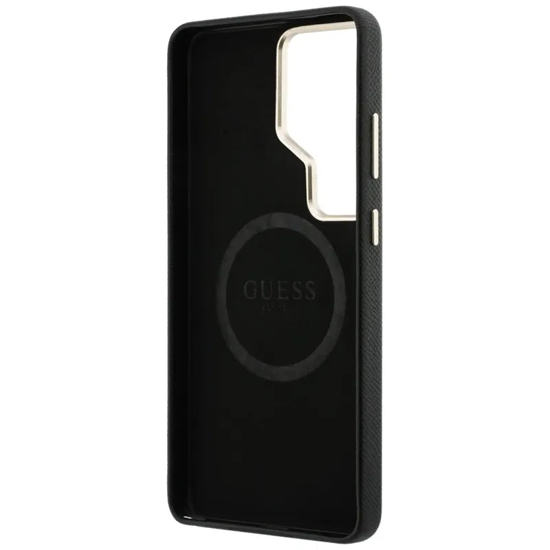 Guess Rhinestone Round Logo MagSafe – dėklas Samsung Galaxy S26 Ultra (juodas)
