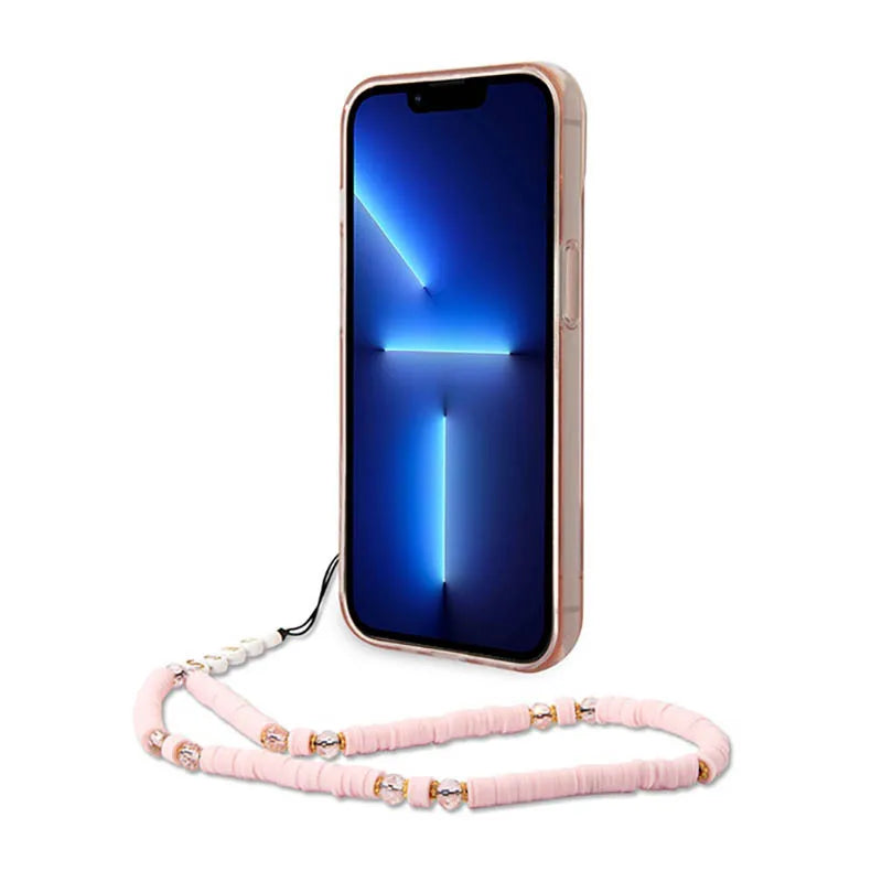 Guess Translucent Pearl Strap - dėklas, skirtas iPhone 14 Plus (rožinis)