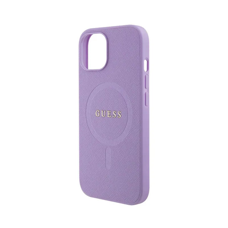Guess Saffiano MagSafe - Dėklas iPhone 15 telefonui (violetinis)