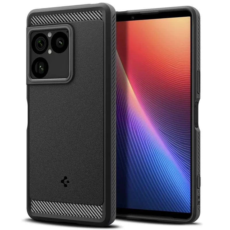 Spigen Rugged Armor – dėklas Sony Xperia 1 VIII (matinė juoda)
