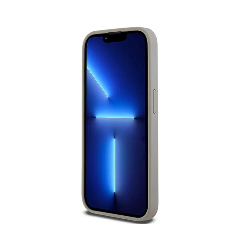 DKNY Leather Mono Stripe & Metal Logo – Dėklas, skirtas iPhone 15 Pro Max (smėlio spalvos)