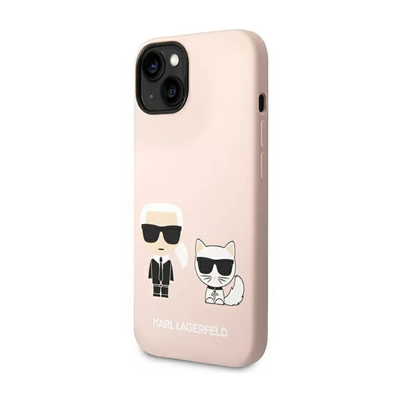 Karl Lagerfeld Liquid Silicone Karl & Choupette MagSafe – dėklas, skirtas iPhone 14 Plus (rožinis)