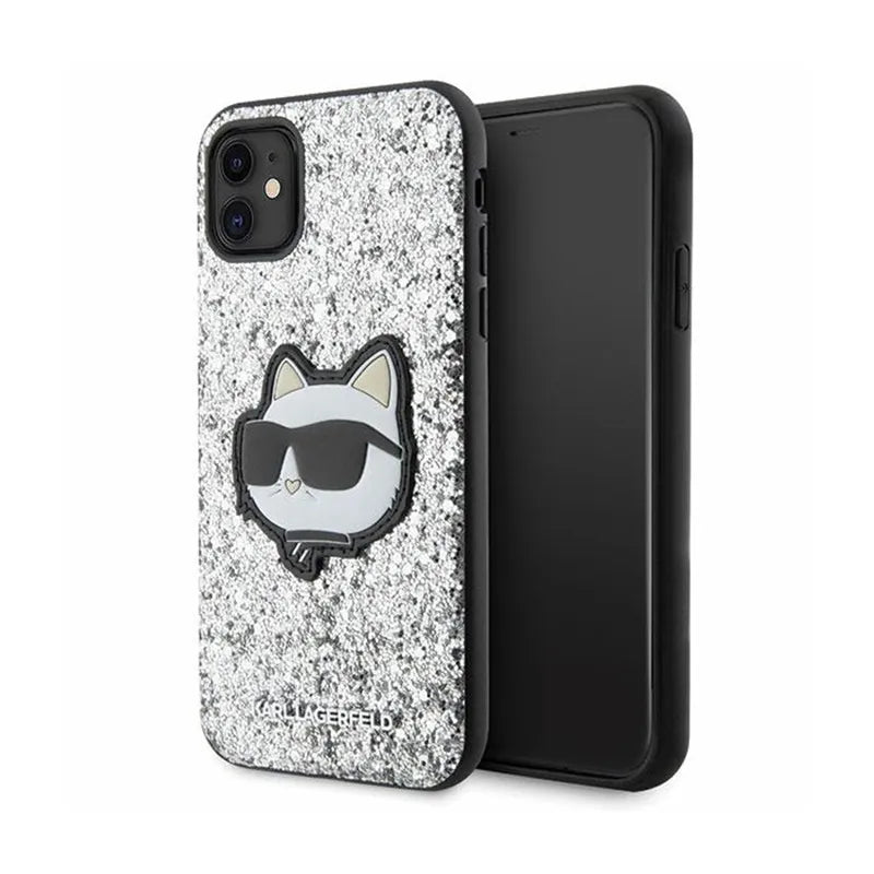 Karl Lagerfeld NFT Glitter Choupette Patch – Dėklas skirtas iPhone 11 (Sidabrinis)
