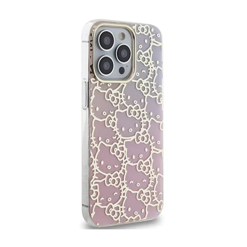 Hello Kitty IML Gradient Electrop Crowded Kitty Head – dėklas iPhone 15 Pro Max (rožinis)
