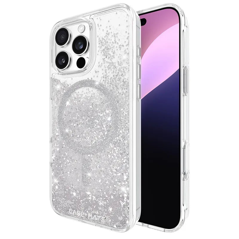 Case-Mate Waterfall MagSafe – dėklas, skirtas iPhone 16 Pro Max (sidabrinis)