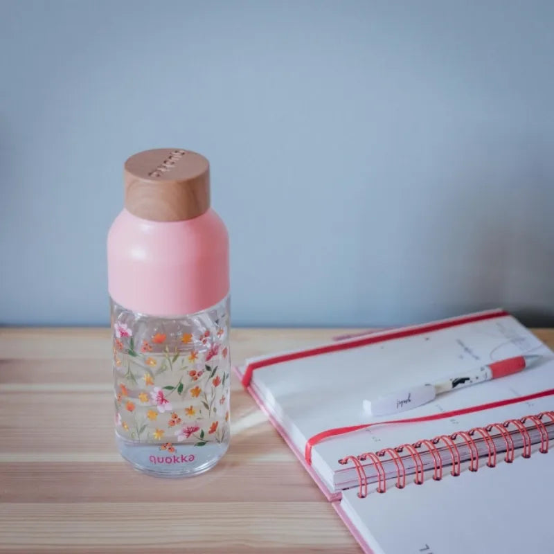 Quokka Ice - ecozen gertuvė 570 ml (Pink Flowers)