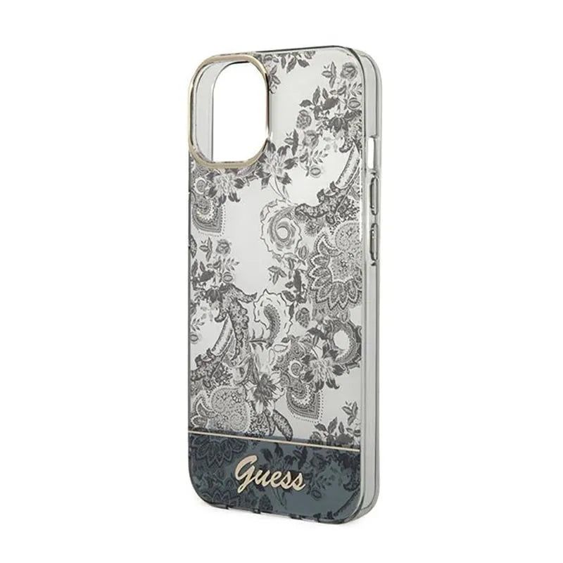 „Guess Porcelain Collection“ – dėklas „iPhone 14 Plus“ telefonui (pilkas)