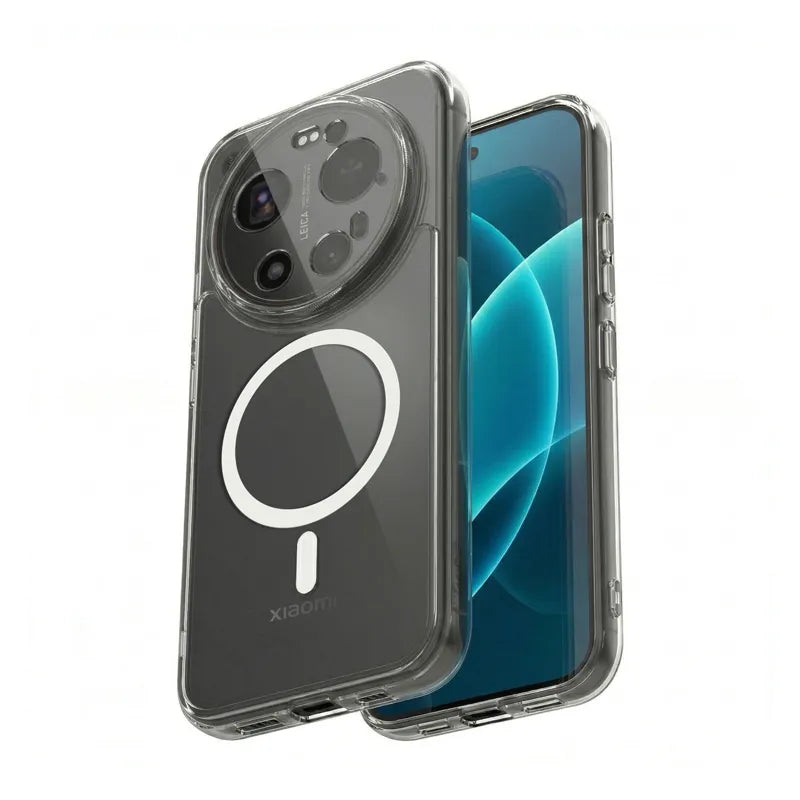 Crong Hybrid Clear Magnetic – MagSafe dėklas telefonui Xiaomi 17 Ultra (skaidrus)