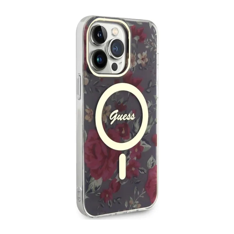 Guess Flower MagSafe – dėklas iPhone 14 Pro Max (žalias)