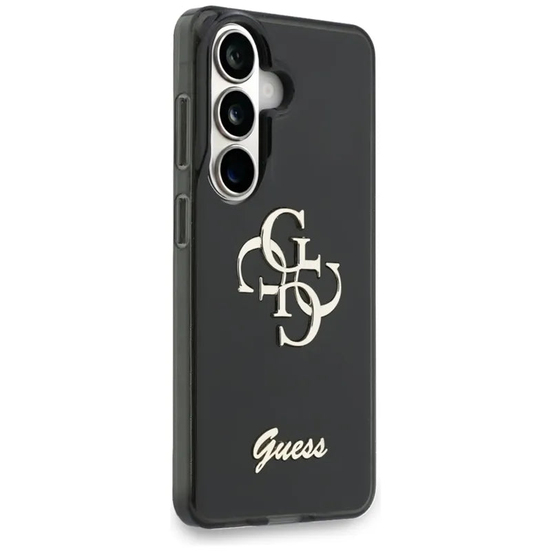 Guess IML Big Metal 4G Script – dėklas Samsung Galaxy S26 telefonui (juodas)