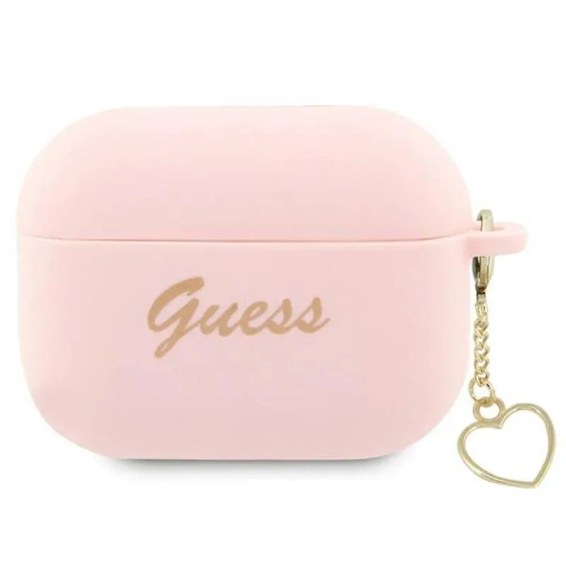 Guess Silicone Heart Charm – Dėklas Apple AirPods Pro 2 (Rožinis)