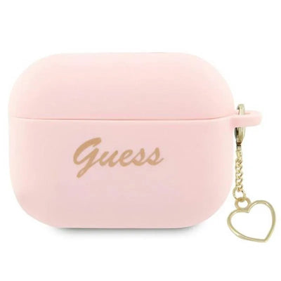 Guess Silicone Heart Charm – Dėklas Apple AirPods Pro 2 (Rožinis)