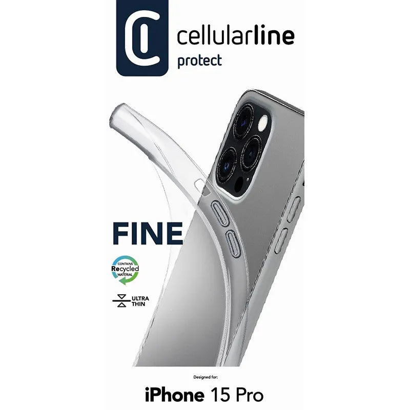 Cellularline Fine – dėklas iPhone 15 Pro (skaidrus)