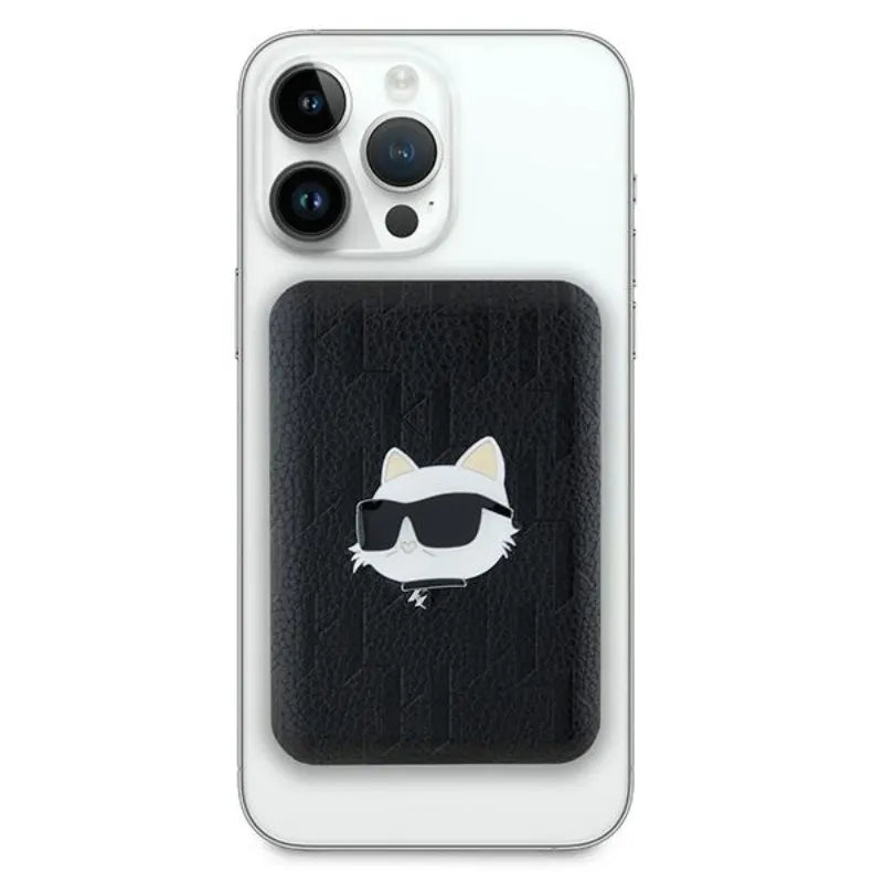 Karl Lagerfeld Choupette Head Pin MagSafe – belaidė išorinė baterija 5000 mAh 15 W (juoda)