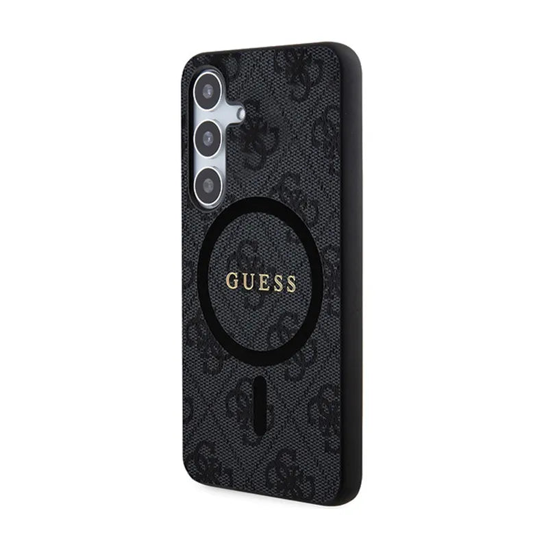 Guess 4G Collection Leather Metal Logo MagSafe – dėklas Samsung Galaxy S24 (juodas)