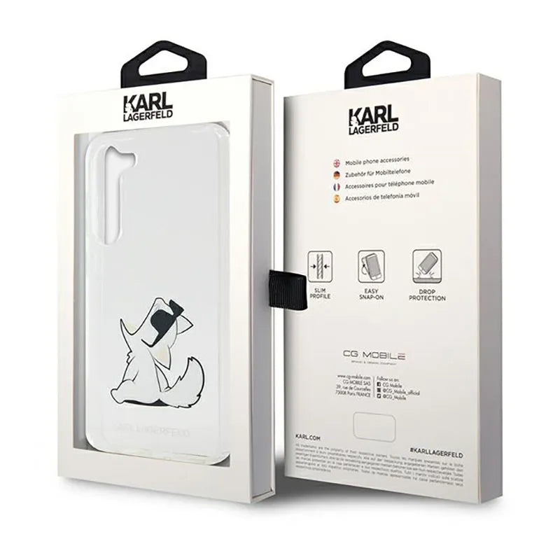 Karl Lagerfeld Choupette Fun – dėklas Samsung Galaxy S23+ (skaidrus)