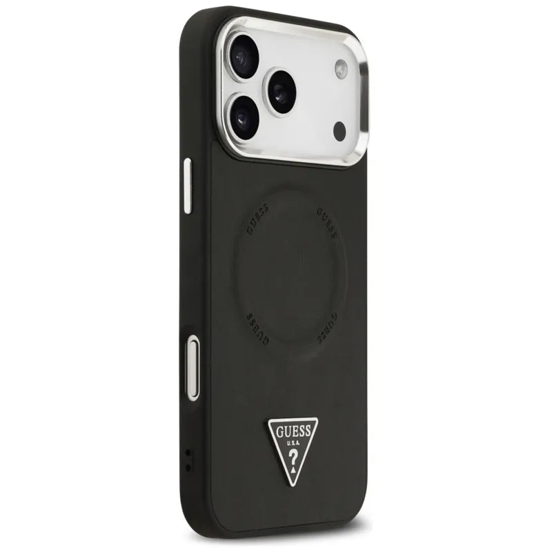 Guess Triangle Logo MagSafe – Dėklas iPhone 17 Pro (Juodas)