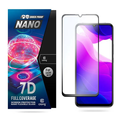 „Crong 7D Nano“ lankstus stiklas – 9H hibridinis stiklas visam „Xiaomi Mi 10 Lite“ ekranui